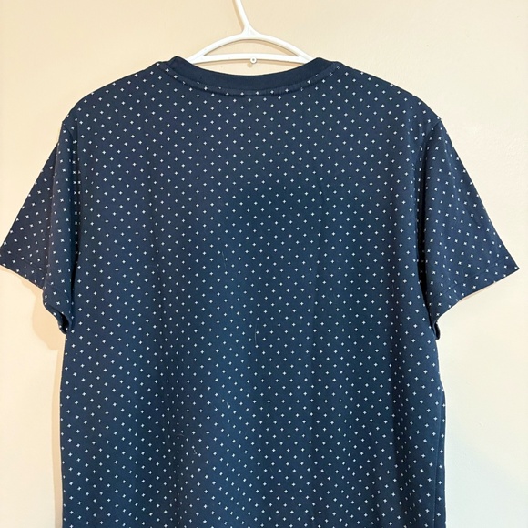 3/$10⚡️Penshopee Navy Blue Short Sleeve T-Shirt White Repeating Pattern - Picture 10 of 13